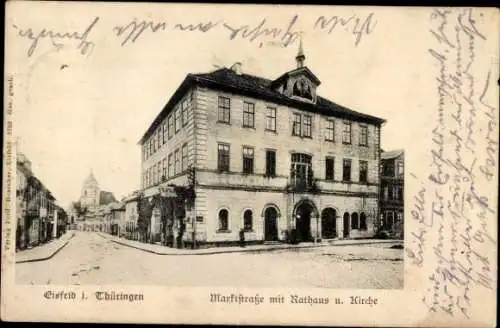 Ak Eisfeld in Thüringen, Marktstraße, Rathaus, Kirche