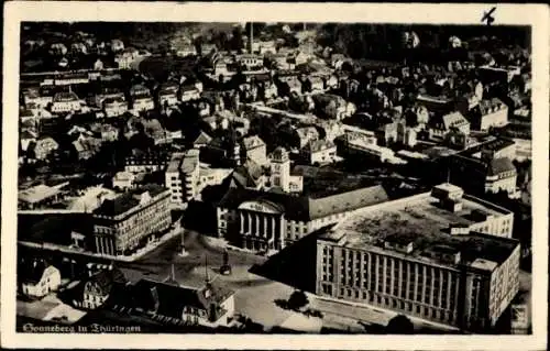 Ak Sonneberg in Thüringen, Fliegeraufnahme der Stadt, Rathaus