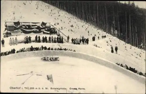 Ak Oberhof im Thüringer Wald, Bobsleighbahn, Große Kurve