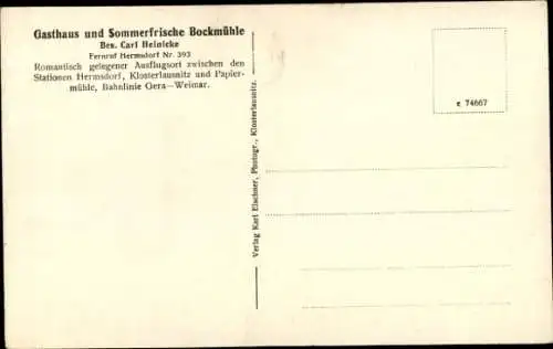 Ak Hermsdorf in Thüringen, Gasthaus Bockmühle