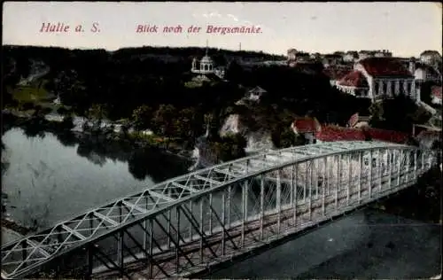 Ak Halle an der Saale, Bergschänke, Brücke