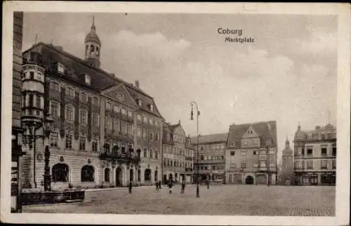 Ak Coburg in Oberfranken, Marktplatz, Brunnen