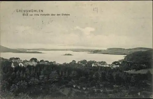 Ak Gremsmühlen Malente in Ostholstein, Blick von Villa Hellshöh, Dieksee, Panorama