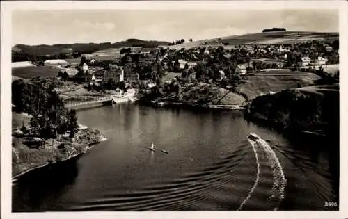 Ak Harra Rosenthal am Rennsteig, Blick vom Totenfels am Stausee der Saaletalsperre