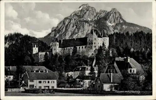 Ak Füssen im Ostallgäu, Teilansicht, Säuling, Burg