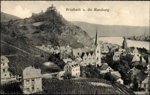 Ak Braubach am Rhein, mit Marksburg