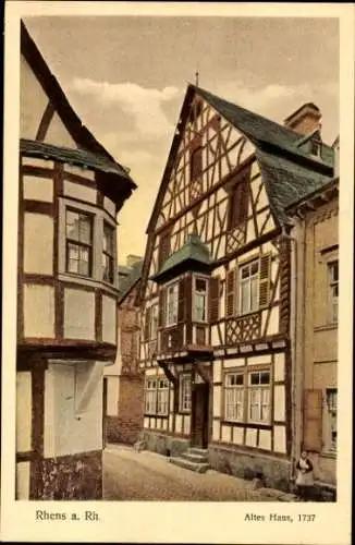 Ak Rhens am Rhein, Altes Haus, 1737