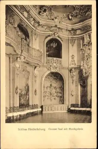 Ak Rudolstadt in Thüringen, Schloss Heidecksburg, großer Saal, Musikgalerie, Kronleuchter