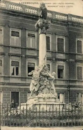 Ak Luxembourg Luxemburg, Dickx- und Leutz-Denkmal