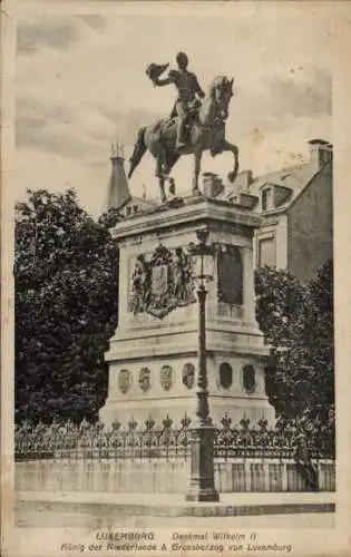 Ak Luxembourg Luxemburg, Denkmal Wilhelm II., König der Niederlande, Großherzog von Luxemburg