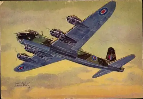 Künstler Ak Petit, Louis, Britisches Kampfflugzeug Short Stirling