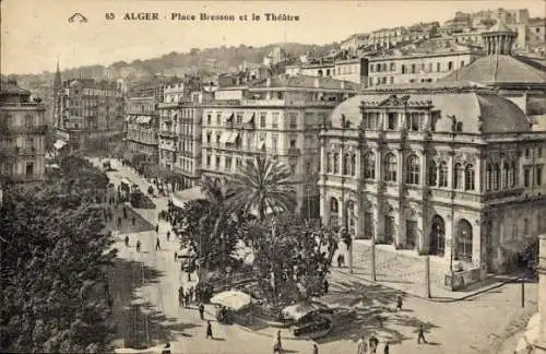 Ak Algier Algier Algerien, Place Bresson, Theater