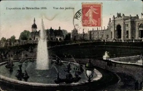 Ak Brüssel Brüssel, Ausstellung 1910, Blick auf die Gärten