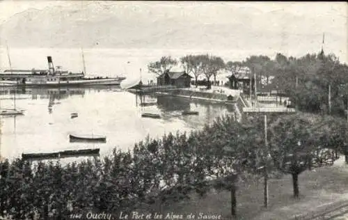 Ak Ouchy Lausanne Kanton Waadt, Hafen, Alpes de Savoie