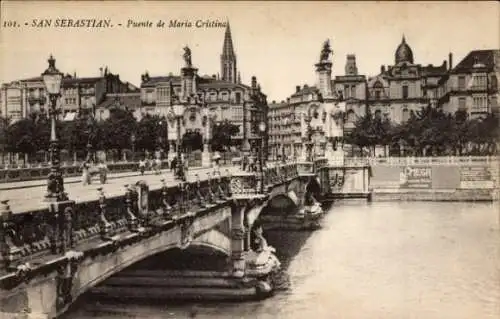 Ak Donostia San Sebastián Baskenland, Maria-Cristina-Brücke