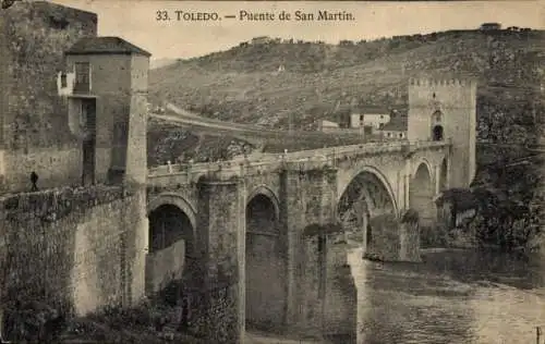 Ak Toledo Castilla La Mancha Spanien, Puente de San Martin