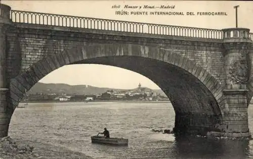 Ak Irun Baskenland Spanien, Internationale Eisenbahnbrücke