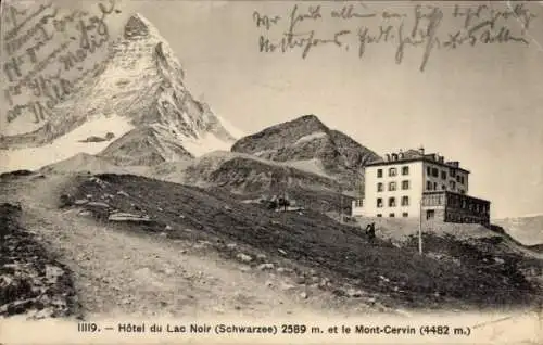 Ak Zermatt Kanton Wallis, Schwarzsee, Hotel du Lac Noir, Mont-Cervin