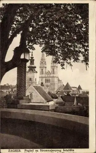 Ak Zagreb Kroatien, Pogled sa Strosmajerovog šetališta