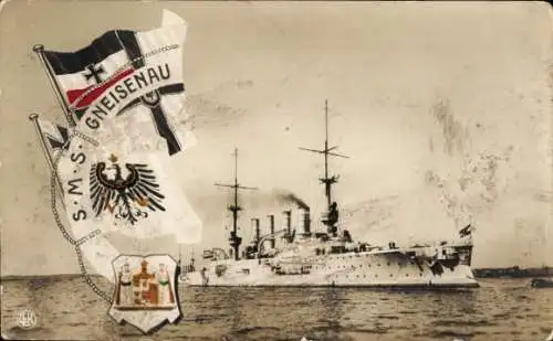 Ak Deutsches Kriegsschiff, SMS Gneisenau, Großer Kreuzer