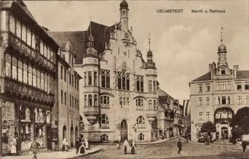 Ak Helmstedt in Niedersachsen, Markt und Rathaus