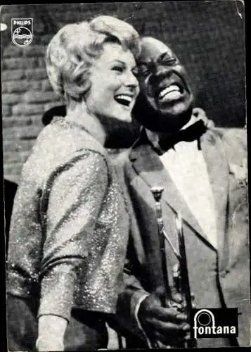 Ak Schauspielerin Marika Rökk, Musiker Louis Armstrong, Portrait, Fontana