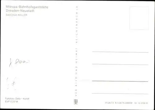 Ak Dresden Neustadt, Mitropa Bahnhofsgaststätte, Saxonia Keller