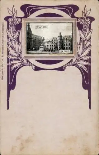 Jugendstil Passepartout Ak Düsseldorf am Rhein, Markt