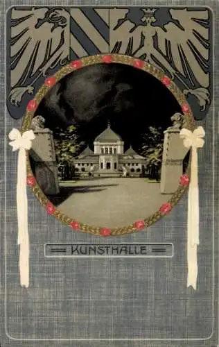 Jugendstil Präge Passepartout Litho Nürnberg, Bayr. Jubiläums-Landesausstellung 1906, Kunsthalle