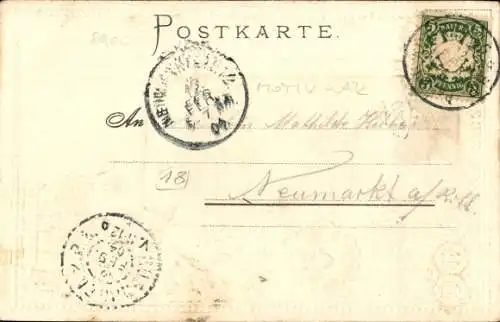 Präge Passepartout Litho Augsburg in Schwaben, Rathaus