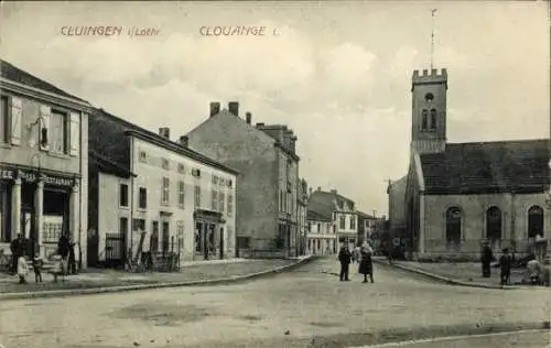 Ak Clouange Moselle, Straße, Geschäft, Passanten