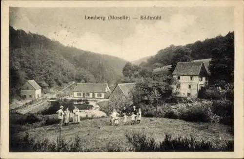 Ak Lemberg Lothringen Moselle, Bildemühl, Kinder, Häuser