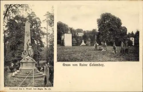 Ak Colombey Meurthe et Moselle, Ruine, Denkmal des I. West. Infanterie-Regiments Nr. 13