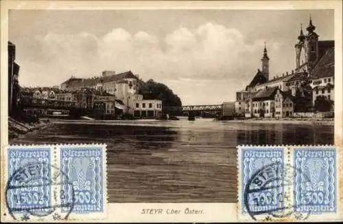 Ak Steyr in Oberösterreich, Häuser, Brücke