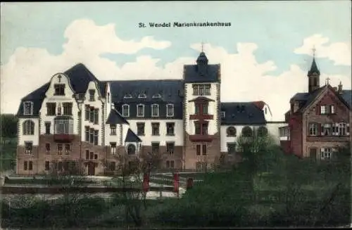 Ak St. Wendel in Saarland, Marienkrankenhaus, Gartenanlage