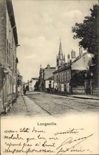 Ak Longeville lès Metz Langenheim Moselle, Straße, Häuser