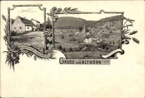 Ak Althorn Goetzenbruck Götzenbrück Moselle, Panorama, Gastwirtschaft