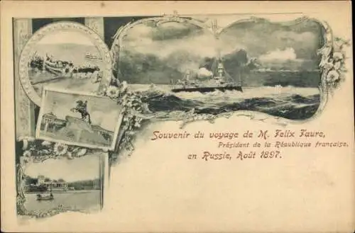 Ak Französisches Kriegsschiff, Russland Reise des französischen Präsidenten M. Felix Faure, 1897