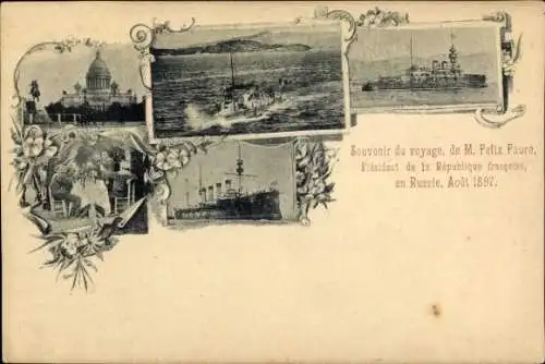 Ak Französisches Kriegsschiff, Russland Reise des französischen Präsidenten M. Felix Faure, 1897