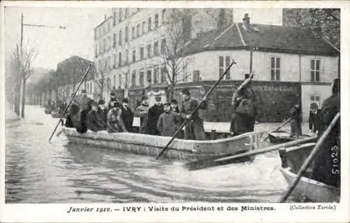 Ak Ivry sur Seine Val de Marne, Januar 1910, Besuch von Präsident Fallières und Ministern