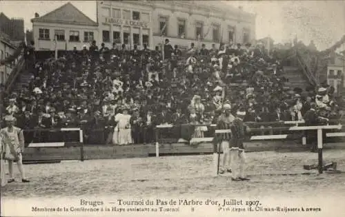 Ak Bruges Brügge Flandern Westflandern, Tournoi du Pas de l'Arbre d'or 1907, Membres de la Conferenc