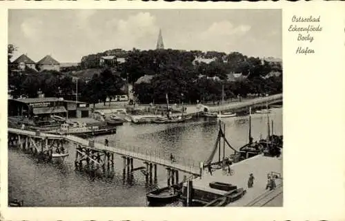 Ak Ostseebad Borby Eckernförde, Hafen, Brücke