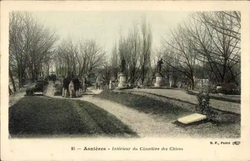 Ak Asnières sur Seine Hauts-de-Seine, Hundefriedhof, Grabstätten