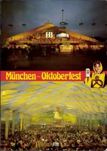 Ak München, Oktoberfest, Hofbräu-Festzelt, Wiesen