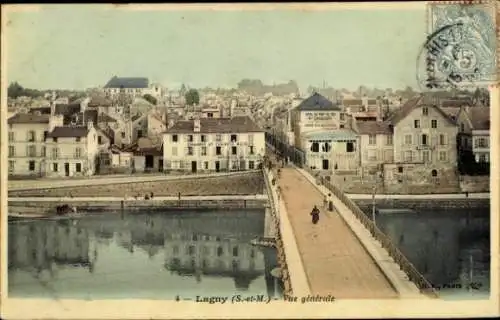 Ak Lagny Seine et Marne, Gesamtansicht, Brücke