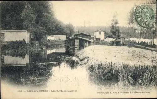 Ak Lizy sur Ourcq Seine et Marne, les Bateaux Lavoirs