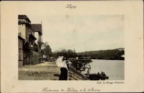 Ak Lagny Seine et Marne, Restaurant du Halage, Marne