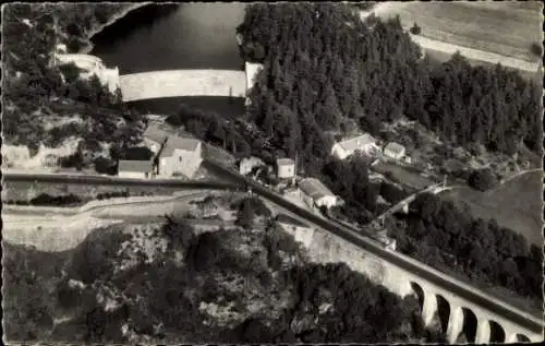 Ak La Chapelette Haute Loire, Luftaufnahme, Brücke, Staumauer