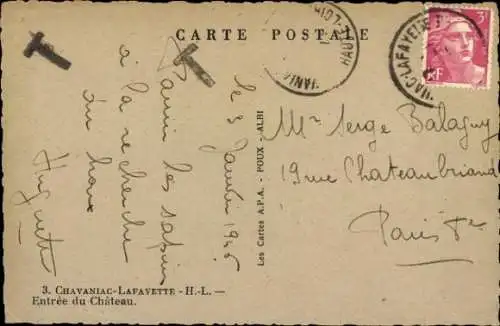 Ak Chavaniac Lafayette Haute Loire, Schlosseingang