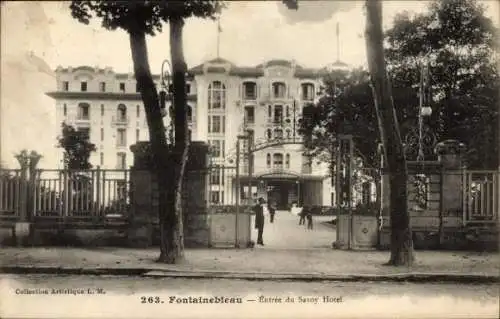 Ak Fontainebleau Seine et Marne, Savoy Hotel, Eingang